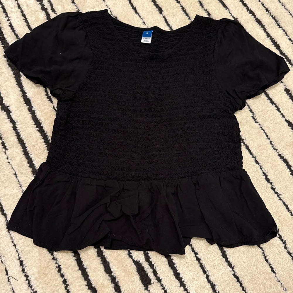 Old Navy Black Ruffled Blouse